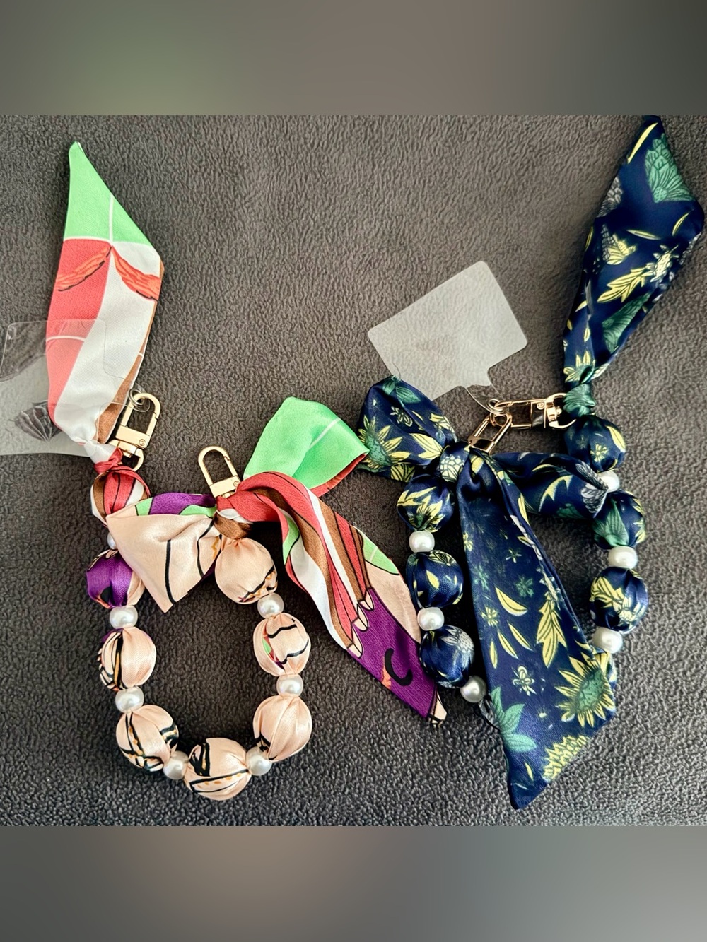 Silk Scarf Beaded Bag Charm or CP Wristlet - Multicolor